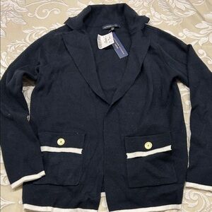 Adrienne Vittadini Navy Jacket with White Accents